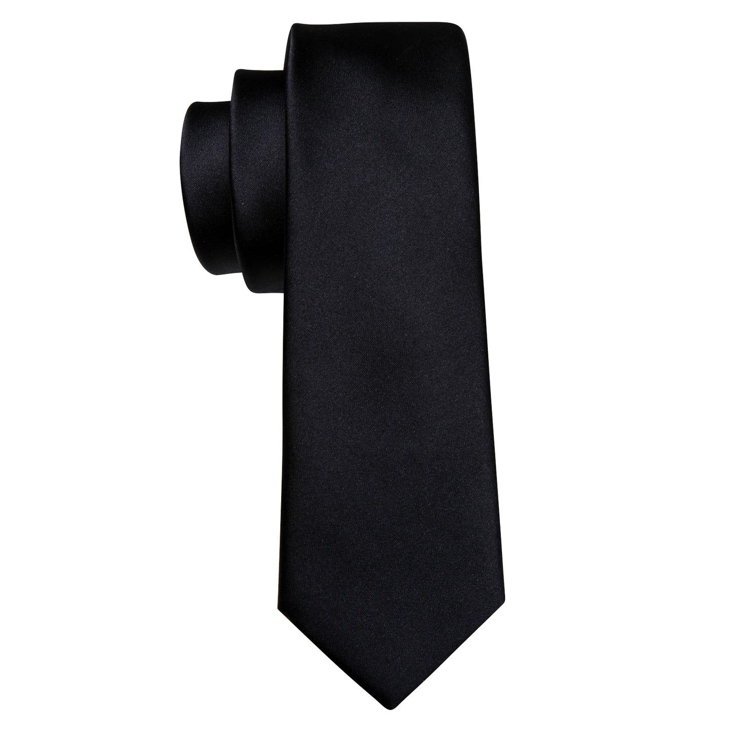 Set de corbata negra para hombre con pañuelo de bolsillo y gemelos. Corbata tejida para ocasiones formales de negocios o bodas.