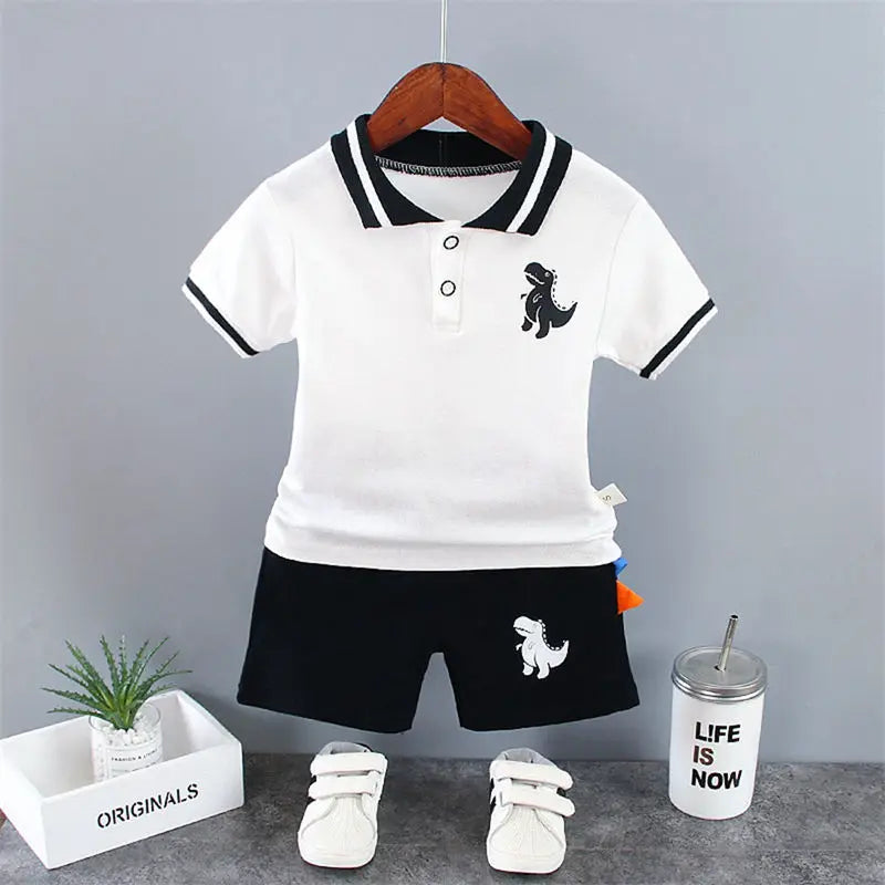 Conjunto de camiseta y pantalón corto de dinosaurios para bebé, ropa casual de verano de 2 piezas (0-5 años)