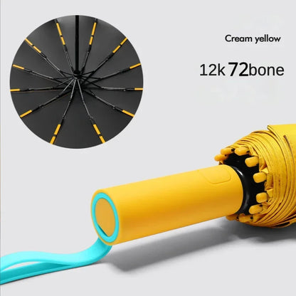 Paraguas Automático Cortavientos de 72 Huesos – Paraguas Grande Plegable para Lluvia con Protección UV para Hombres y Mujeres, Paraguas Impermeable de Alta Resistencia para Exteriores