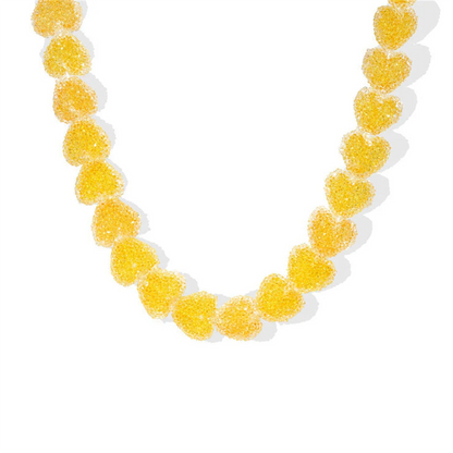 Colorful Love Resin Necklace – Sweet Candy-Inspired Pendant with Cute Niche Design & Gold-Plated Finish, Trendy Fashion Jewelry