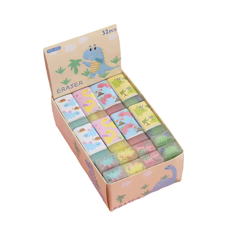 Juego de 12 gomas de borrar de animales bonitos – Borradores de lápiz de dinosaurios, frutas y personajes divertidos para estudiantes, material escolar, accesorios de escritorio, regalos de fiesta y premios