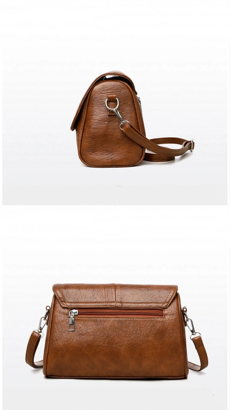 Sac bandoulière en cuir ciré huilé rétro – Sac à main texturé vintage avec rabat élégant, bandoulière réglable, sac à main décontracté classique pour femmes et usage quotidien