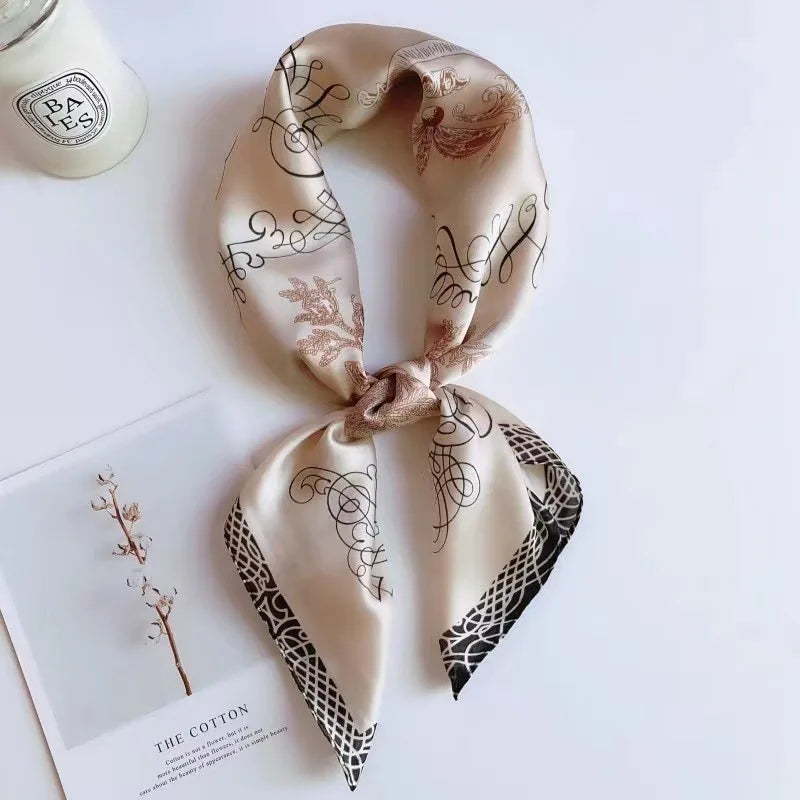 Women's Luxury Satin Silk Feel Square Scarf Printed Hair Scarf Neckerchief Bandana Hijab Wrap