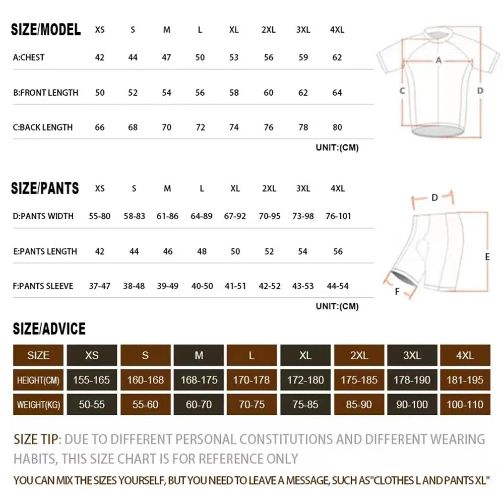 Men's Summer Cycling Jersey Set – Breathable Short Sleeve MTB Bicycle Clothing for Road & Mountain Bike Riding