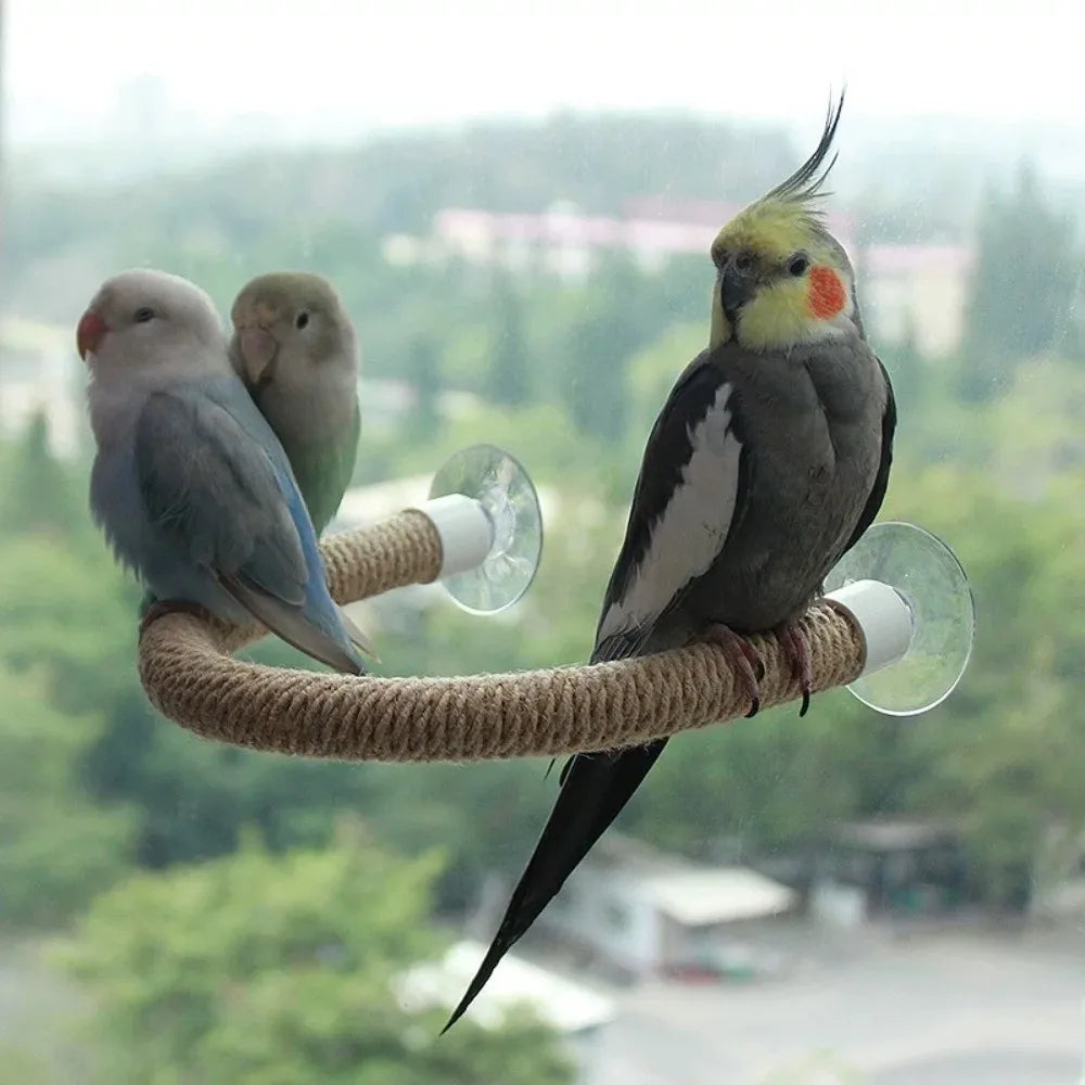 Bendable Bird Perch Rope – Linen Rope DIY Climbing Perch with Non-Slip Grip, Suction Cup Mount & Durable Design for Parrots
