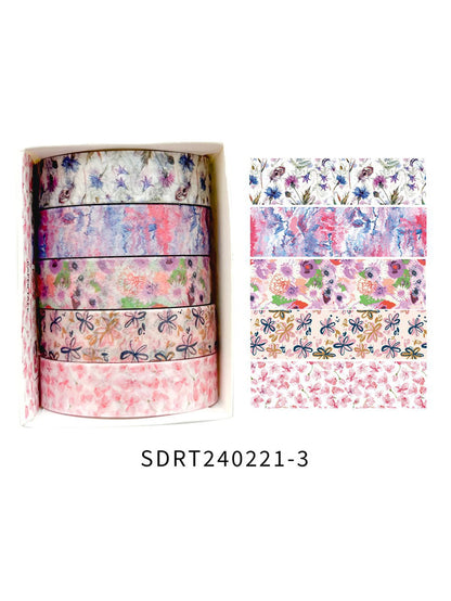 5 Rolls Romantic Flower Washi Tape Set – Cute Floral Decorative Tape for Journaling, Scrapbooking, Diary & Student DIY Crafts