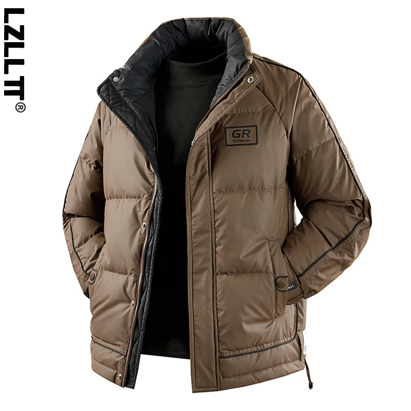 Men’s Duck Down Winter Jacket – Windproof Puffer Coat, Warm Loose-Fit Parka for Outdoor Activities, Casual Wear & Streetwear