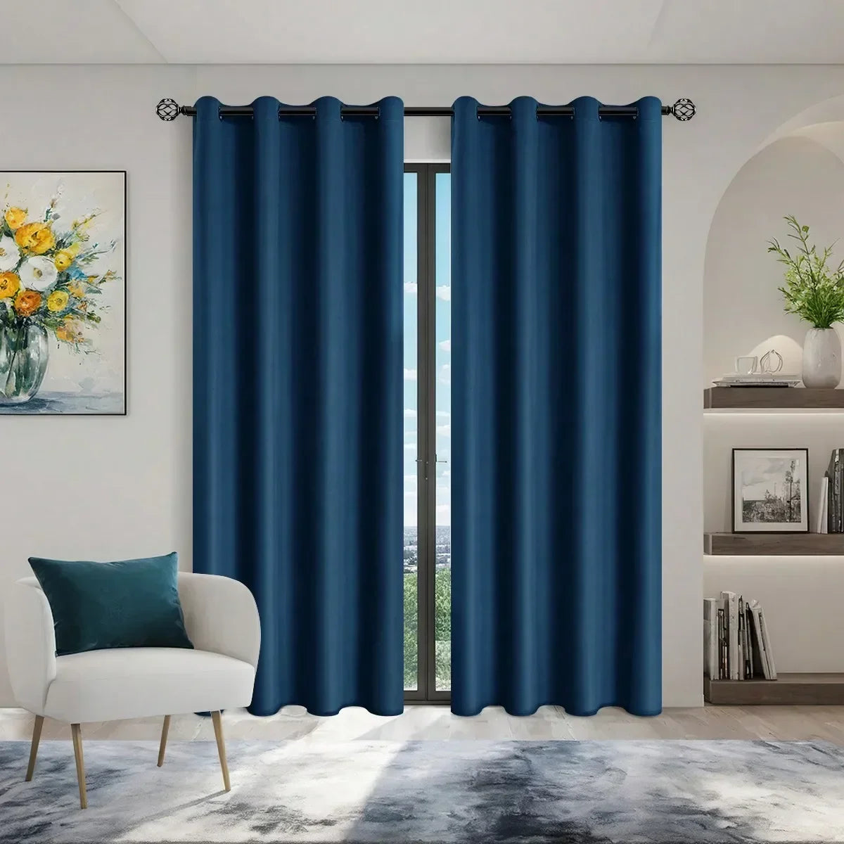100% Blackout Grommet Curtain Panel – Total Privacy Window Drapes for Bedroom & Living Room