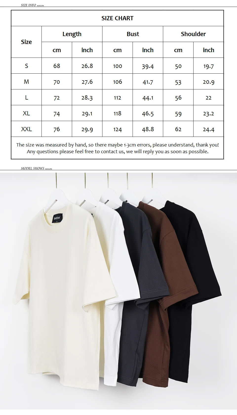 WAVLATII T-shirt unisexe oversize marron, décontracté d'été, streetwear coréen, haut basique uni pour femmes et hommes.