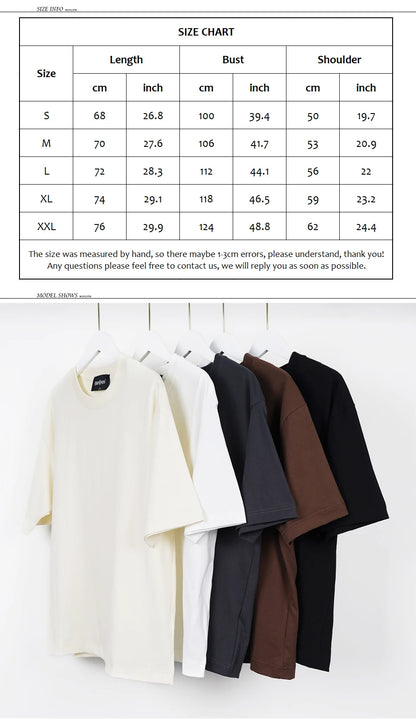 WAVLATII T-shirt unisexe oversize marron, décontracté d'été, streetwear coréen, haut basique uni pour femmes et hommes.