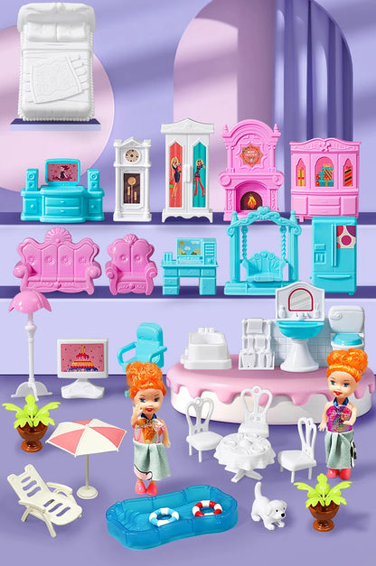 3D DIY Fantasy Princess Castle Villa Assembly Doll House Set – Creative Building Toys for Girls, Home Play & Kids 3D Educational Toy Kit