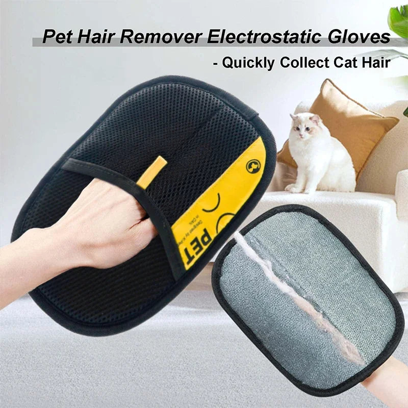 Guante quitapelos para mascotas – Cepillo rodillo quita pelusas 2 en 1 lavable y reutilizable para perros y gatos