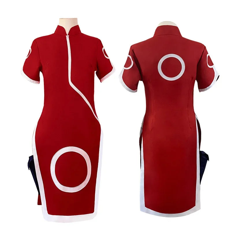 Naruto Haruno Sakura Cosplay Costume – Qipao Cheongsam Ninja Dress for Women & Girls