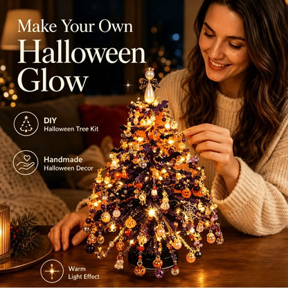 DIY Beaded Christmas Tree Kit – 3D Crystal Craft with LED Lights for Holiday Activities, Handmade Gifts & Festive Decor