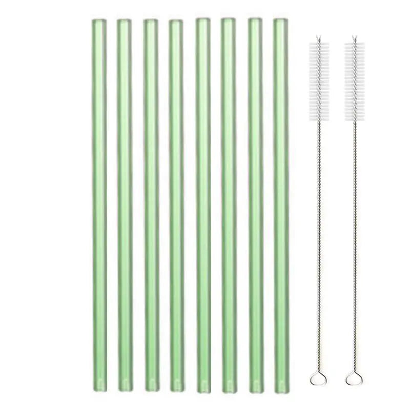 8.5 Inch Reusable Glass Straws Set, 8mm Multi-Color Drinking Straws, Eco-Friendly Glass Straws for Smoothies, Milkshakes, Cocktails and Cold Drinks