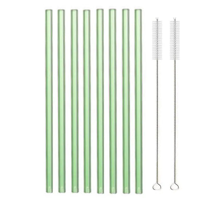 8.5 Inch Reusable Glass Straws Set, 8mm Multi-Color Drinking Straws, Eco-Friendly Glass Straws for Smoothies, Milkshakes, Cocktails and Cold Drinks