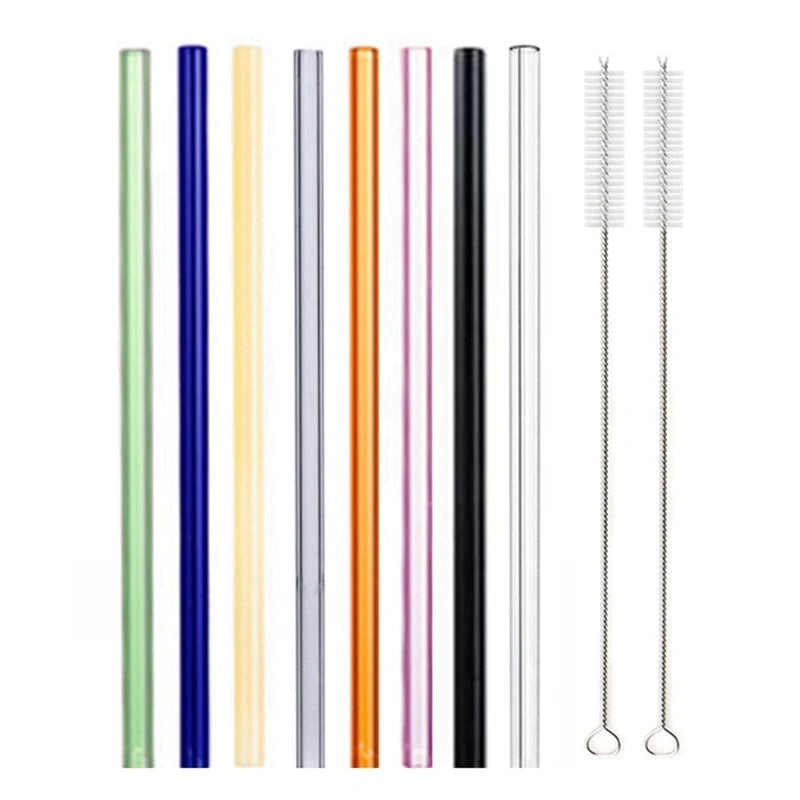 8.5 Inch Reusable Glass Straws Set, 8mm Multi-Color Drinking Straws, Eco-Friendly Glass Straws for Smoothies, Milkshakes, Cocktails and Cold Drinks