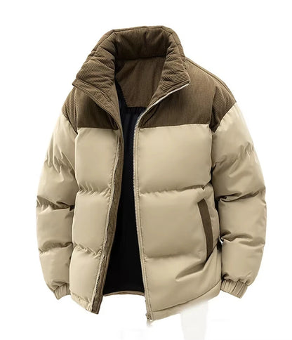 Men’s Hooded Winter Parka – Thick Fleece-Lined Cotton Jacket with Front Zipper, Warm Casual Coat for Cold Weather