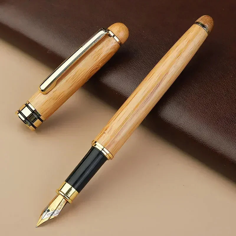 Custom Logo Bamboo Wooden Ballpoint Pen – Laser Engraved Personalized Signature Pen with Company Name, Business & Graduation Gift Box