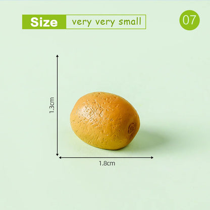 Lot de 10 mini figurines de fruits – Miniatures de fruit du dragon, noix de coco, melon d'eau, orange, pomme, banane et ananas pour la décoration de jardin miniature, les scènes de maison de poupée, les pots de plantes et les loisirs créatifs