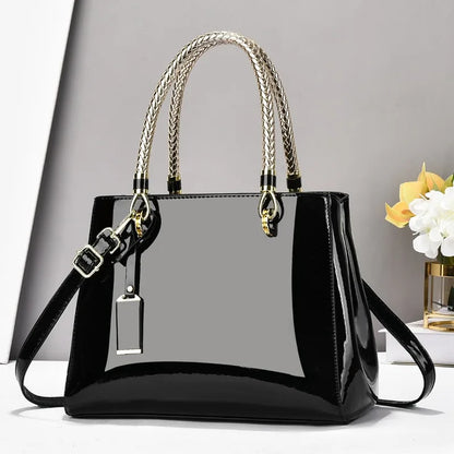 Women's 2025 Light Luxury Lacquer Leather Handbag – Large-Capacity Casual Shoulder & Crossbody Bag with Glossy Finish, Stylish Everyday Purse