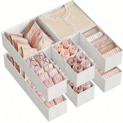 Juego de organizadores plegables de ropa interior de 6/12 piezas – Cajas de almacenamiento para cajones para sujetadores, calcetines, ropa interior y organización de armarios