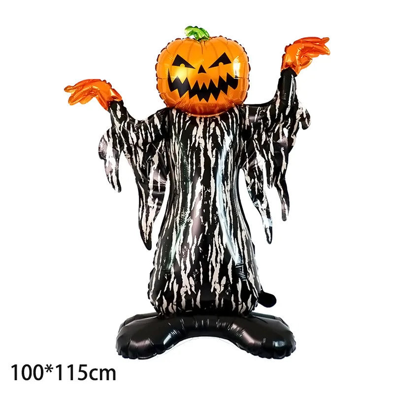 Halloween Aluminum Foil Balloons – Large Standing & Seated Bat, Pumpkin, Ghost & Monster Inflatable Balloons for Halloween Party Decorations