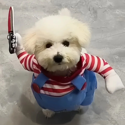 Funny Halloween Dog & Cat Costume – Cozy Puppy Pullover Outfit for Small, Medium & Large Dogs, Chihuahua Pet Cosplay Dress-Up Clothes