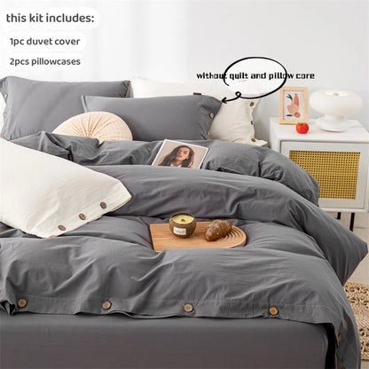 3-Piece 100% Cotton Bedding Set – Duvet Cover & Pillowcase Set for Queen & King Beds