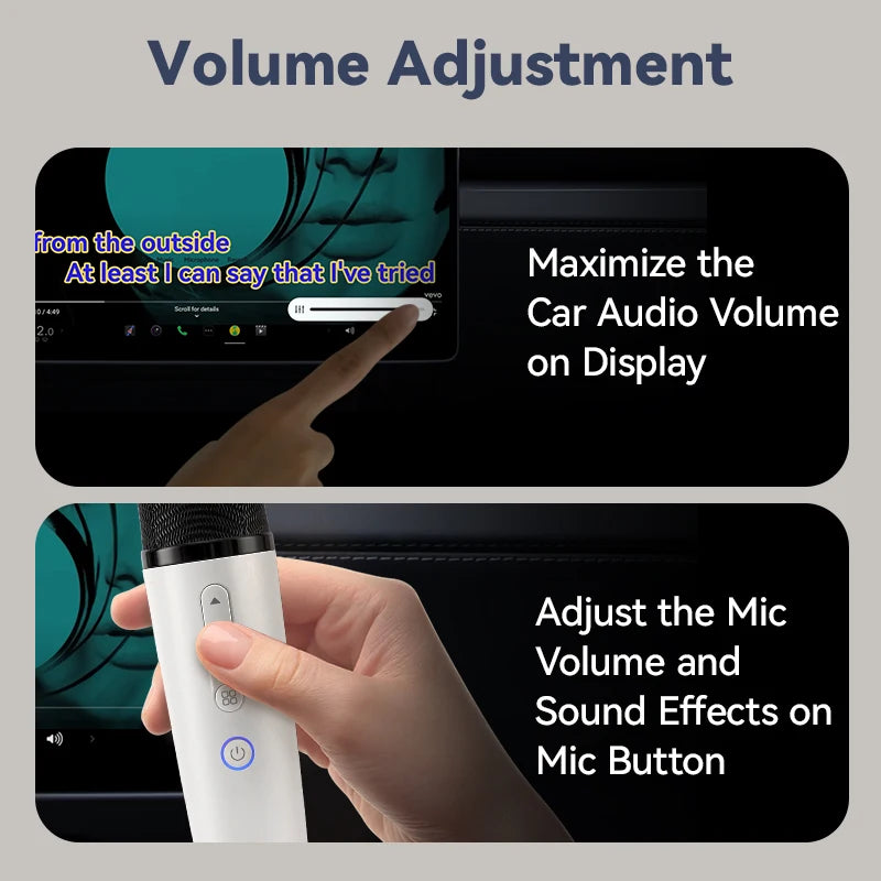 T1 Tesla Car Karaoke Microphone – Rechargeable Wireless Mic with USB-A & USB-C Receiver, Plug-and-Play No Pairing Required