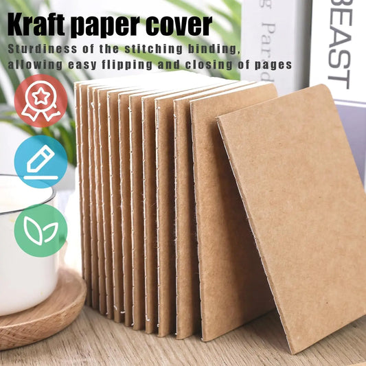 16/24 Libretas de bolsillo Kraft – Mini diarios en blanco de 3.5x5in para la escuela, la oficina y viajes