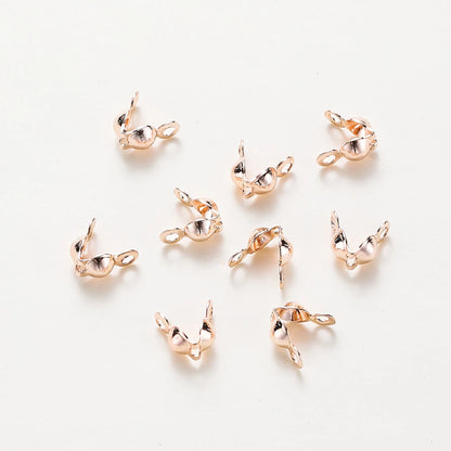 14K & 18K Gold Plated Double Hole Crimp End Clasp Beads – Open Cover Connector Beads for DIY Necklace & Jewelry Making