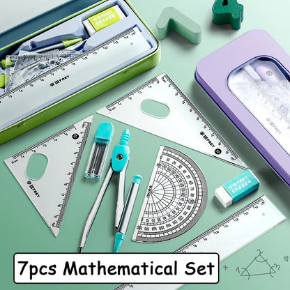 8PCS Geometry Set – Compass & Ruler Mathematical Drawing Kit with Pencil for Students School Supplies