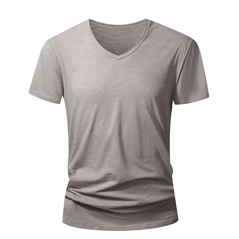 Camiseta 100% algodón para hombre – Suave, manga corta casual, transpirable, top de verano en blanco y negro para uso diario