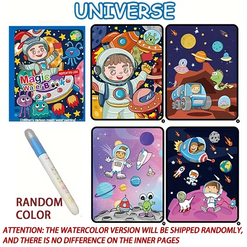 Magic Water Drawing Book – Reusable Montessori Coloring Book for Sensory Learning & Early Education