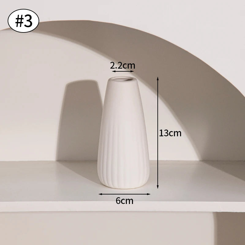 Florero Nórdico de Cerámica Blanca – Jarrón Decorativo Moderno para Sala de Estar, Decoración del Hogar y Escritorio