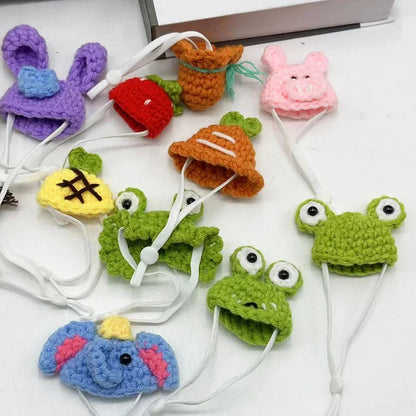 Handmade Knitted Small Pet Hat – Cute Frog, Parrot & Snake Designs with Adjustable Chin Strap for Hamsters and Other Small Animals