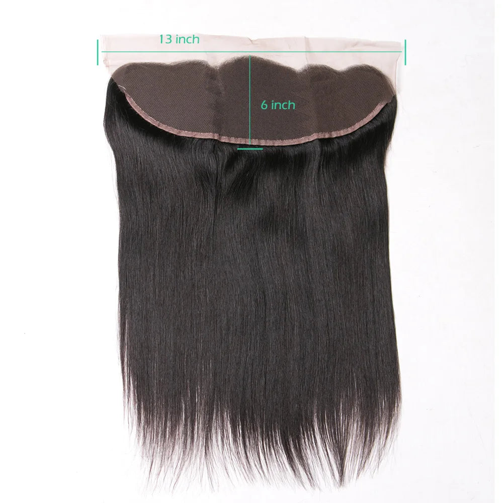 24/26 pulgadas de cabello humano brasileño liso para frontal de encaje – Cierre frontal de encaje transparente HD de 13x6 pre-arrancado | Extensión de cabello natural Remy
