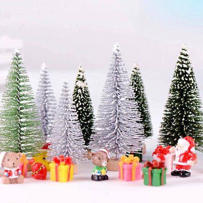 6PCS Mini Christmas Trees – PVC Micro Landscape Xmas Tree Decorations in 7CM/9CM Sizes for Home, Navidad & Holiday Gifts