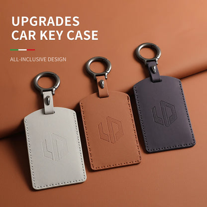 Funda protectora de cuero genuino para llave de coche LEAPMOTOR B01, C10, C11 y C16 – Kit prémium de protección de mando a distancia y tarjeta llave
