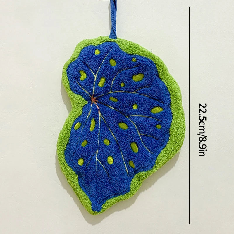 Essuie-mains Feuille – Serviette suspendue douce et absorbante pour la salle de bain et la cuisine, Gant de toilette décoratif, Serviette mouchoir à séchage rapide, Accessoire de nettoyage pour la maison
