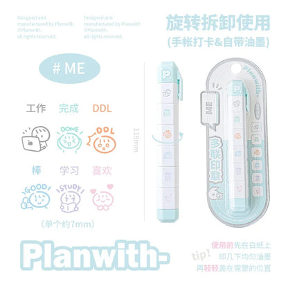 Jeu de tampons journal de listes de tâches mignonnes – Tampons encreurs détachables en forme de stylo pour agenda, carnet, scrapbooking, carnets de voyage et artisanat décoratif