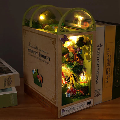 Kit de book nook à fabriquer soi-même – Maquette de maison de poupée miniature en bois à insérer dans une étagère pour adultes, loisirs créatifs et décoration d'intérieur
