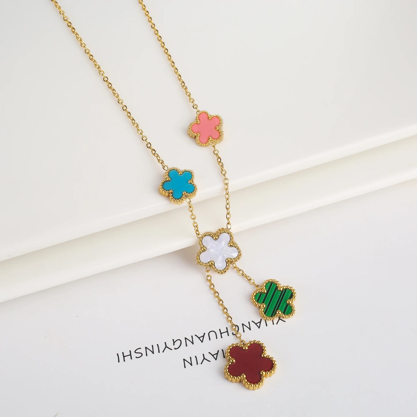 Stainless Steel Five Leaf Flower Clover Bracelet for Women Girls Adjustable Laser Petal Classic Brand Jewelry Gift