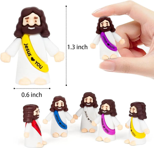 20 Mini Figurines Jésus – Miniatures Adorables de Personnages Religieux pour l'école du Dimanche, les Garnitures d'œufs de Pâques, les Cadeaux de Fête, les Cadeaux d'Étude Biblique et les Décorations Religieuses