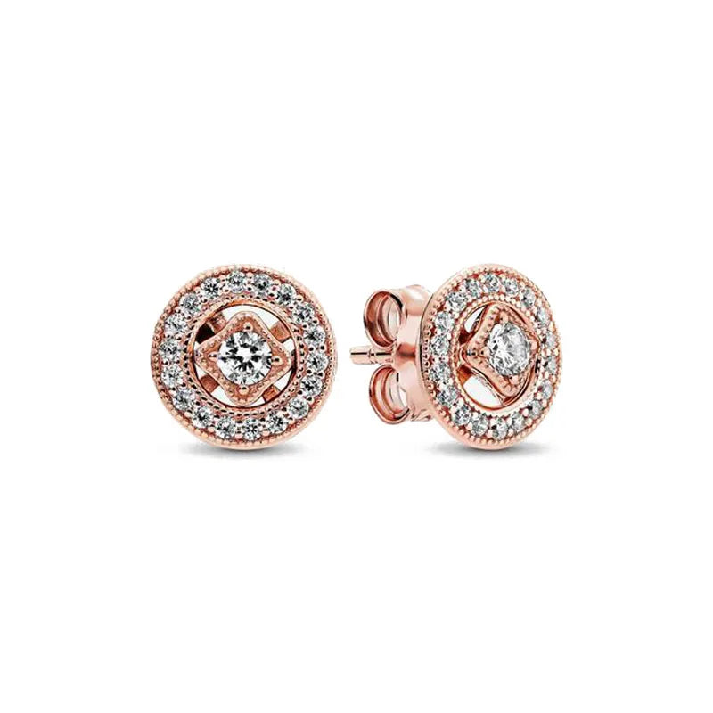 Juego de pendientes de tuerca de plata de ley 925 con hoja cuadrada, sol y luna para mujer, exquisito regalo de joyería europea