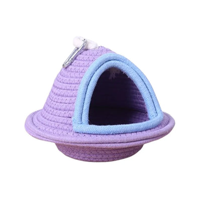 Warm Handmade Woven Bird Cage Nest – Thickened Windproof Hanging Bed, Bite-Resistant Cozy Habitat for Parrots & Pet Birds