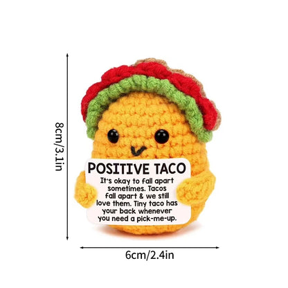 Poupée à énergie positive tissée à la main – Figurine en crochet de légumes et d'animaux avec carte de câlins, cadeau de festival fait à la main et artisanat de décoration intérieure créatif