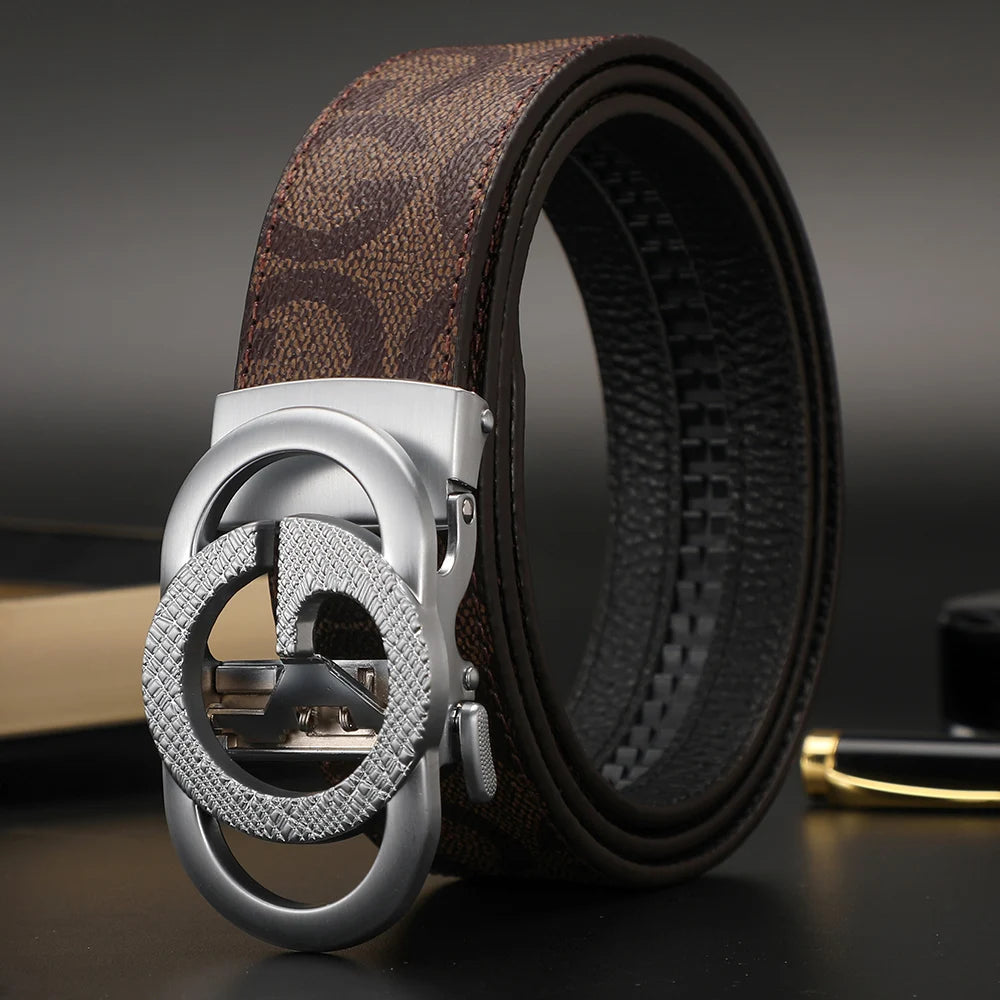 Men's Luxury-Style Canvas & Leather Belt – Automatic Buckle Designer-Style Waist Belt for Business, Jeans & Casual Everyday Wear