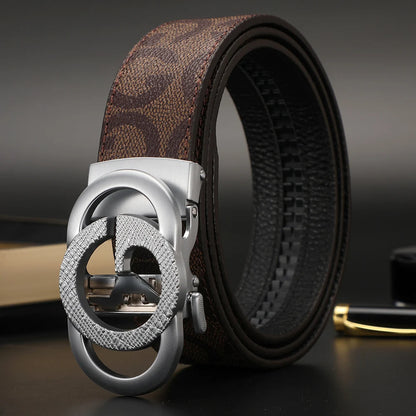 Men's Luxury-Style Canvas & Leather Belt – Automatic Buckle Designer-Style Waist Belt for Business, Jeans & Casual Everyday Wear